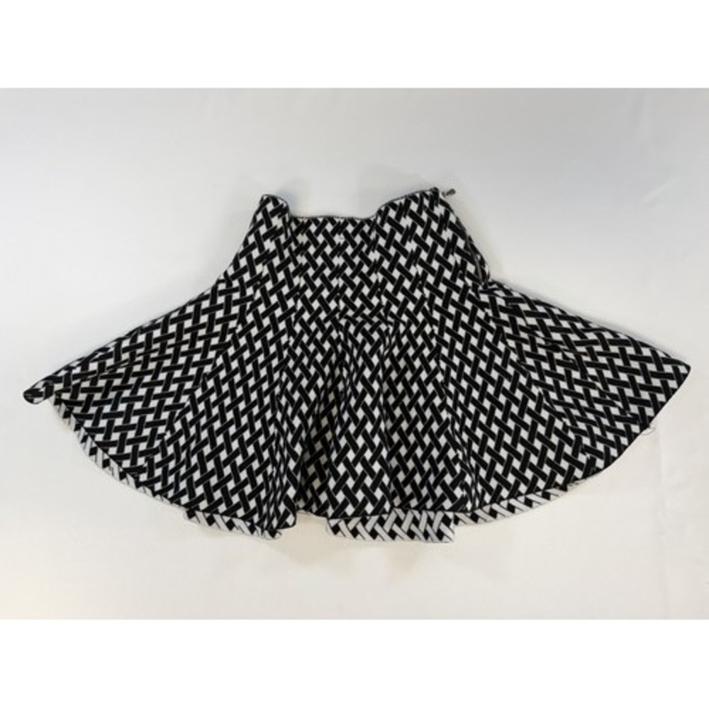 Kontrol Women M Black White Geometric Knit Skater Circle Short Skirt Zip SK13482